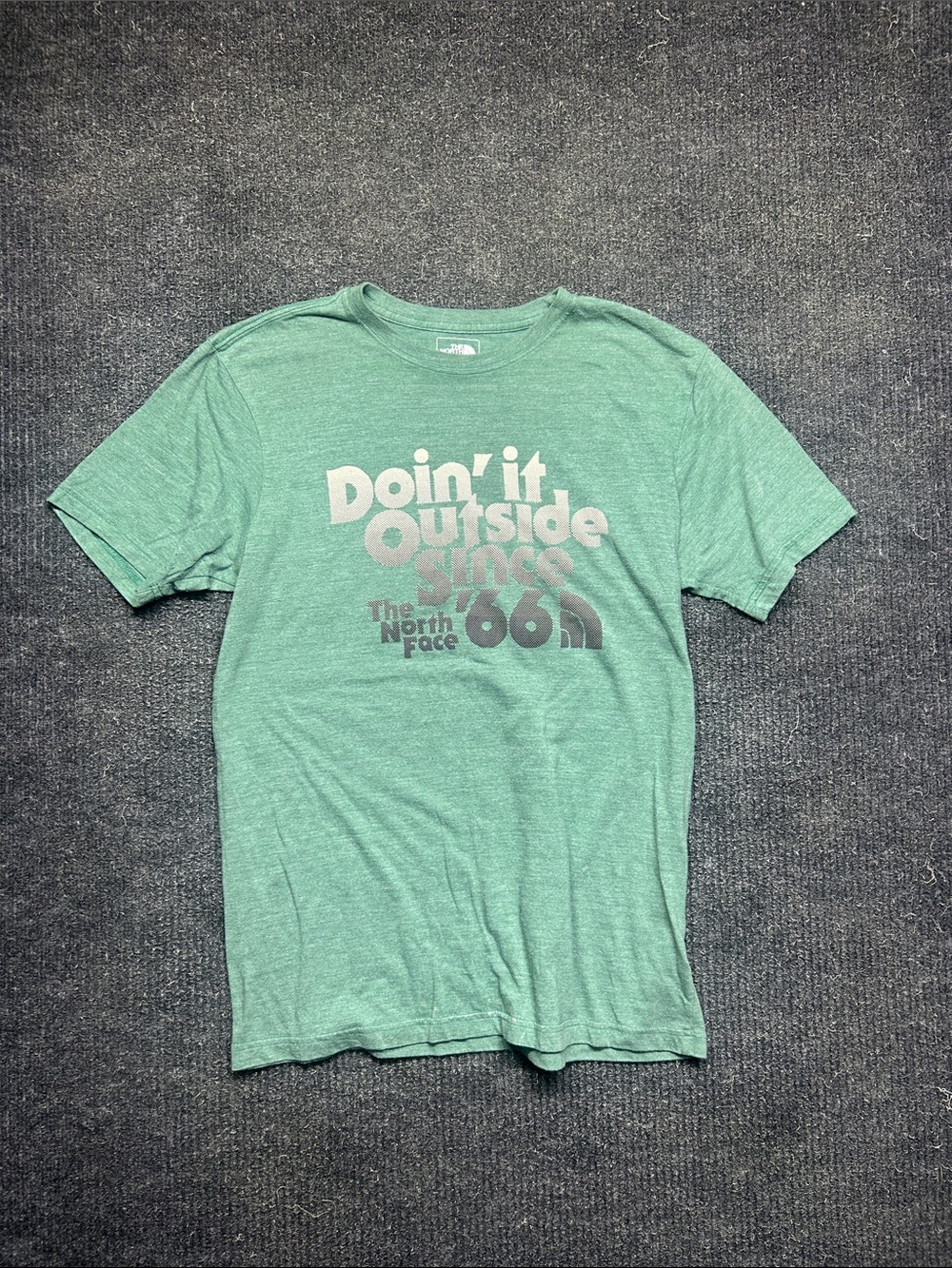 The North Face Men's Mint Green Graphic Short Sleeve Tee - 'Doin' it Outside'